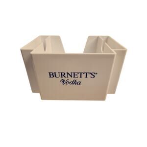 Vintage Burnett's Vodka Bar Caddie Napkin Straw Swizzle Stir Holder White NOS